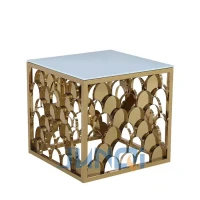 gold frame palpable leather design Metal Modern Tea Table High Gold Coffee Table