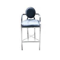 Bar stools upholstered velvet bar chair blue velvet Nordic metal stainless steel silver high bar chair