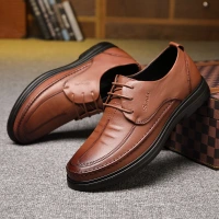 2022 spring new fashion casual Korean leather shoes, first layer leather casual shoes, soft sole, soft face men's shoes wholesale